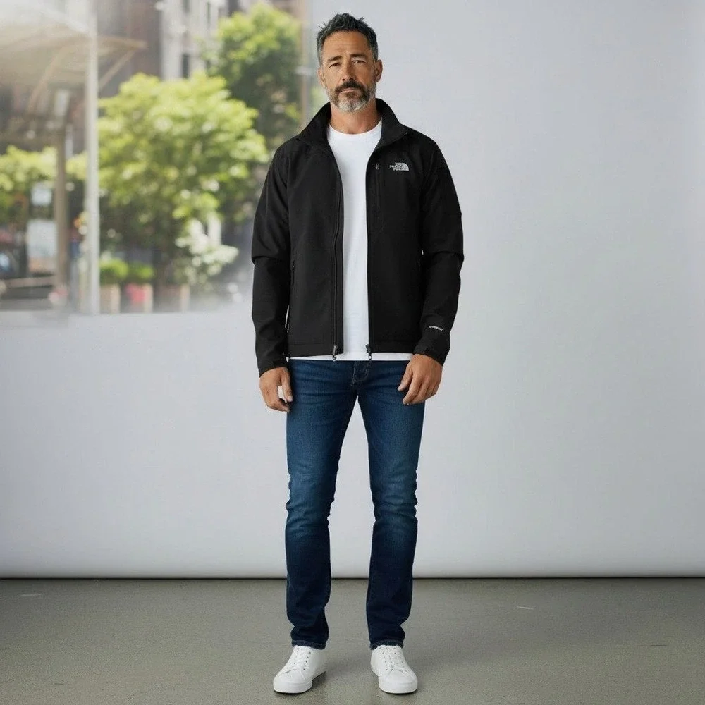 The North Face Apex Bionic Mens Softshell Jacket Black Windproof Full Zip XL